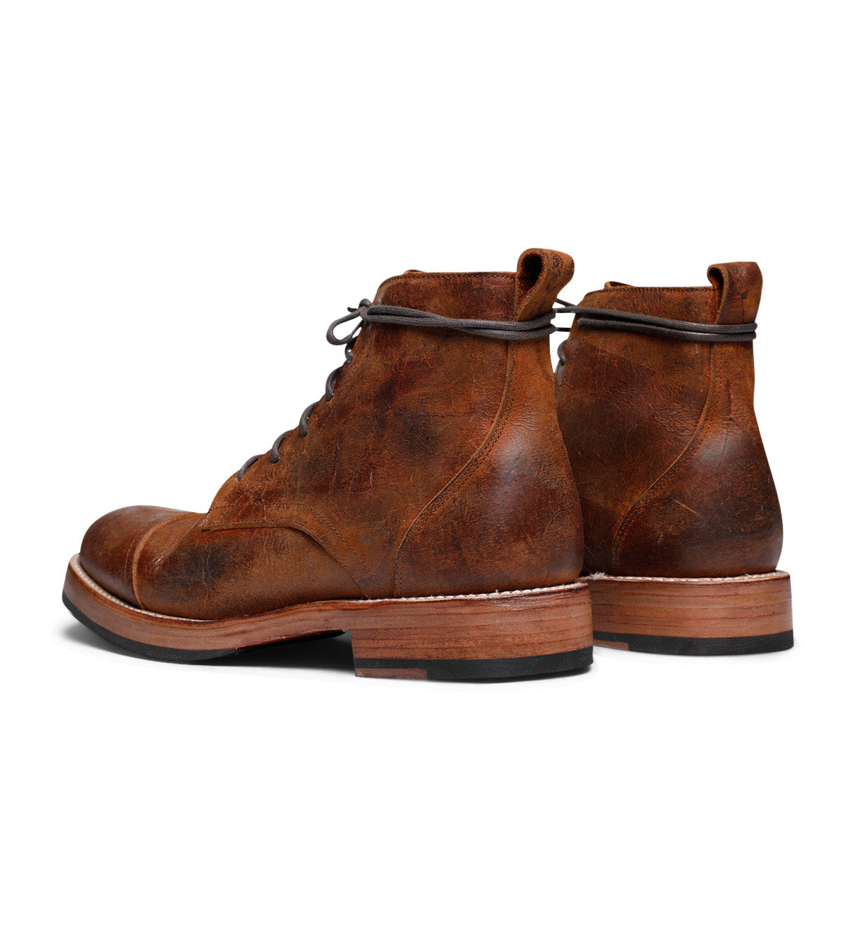 A pair of brown leather Santa Rosa Brand Larry boots from the Santa Rosa collection against a white background.