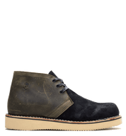 The Santa Rosa Brand Union Boot in black and green suede from the Santa Rosa collection features an eye-catching Union boot design and is equipped with the durable Vibram 2021 wedge outsole.